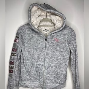 Girl’s fleece lined Abercrombie & Fitch zip up Hoodie.